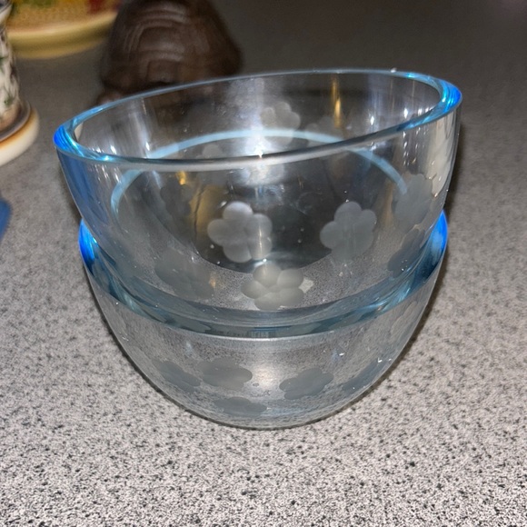 PartyLite Other - RARE! Partylite Thick Heavy Etched Floral Glass Votive Trinket Dishes set of 2